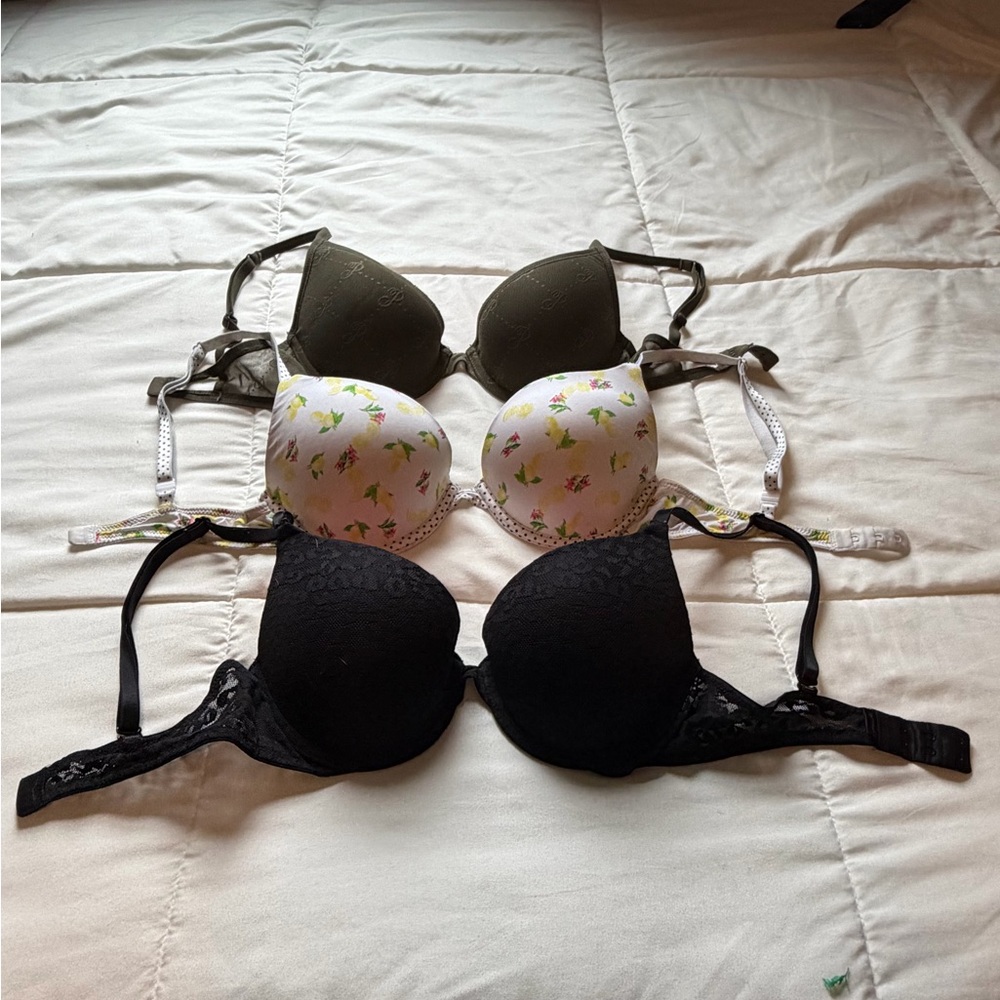 Victoria's Secret Bra Set - Black, White Floral, Olive